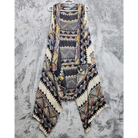 Maurices Sweater Women 0/1 Sleeveless Open Front Cardigan Vest Boho Aztec Tribal - Picture 1 of 8
